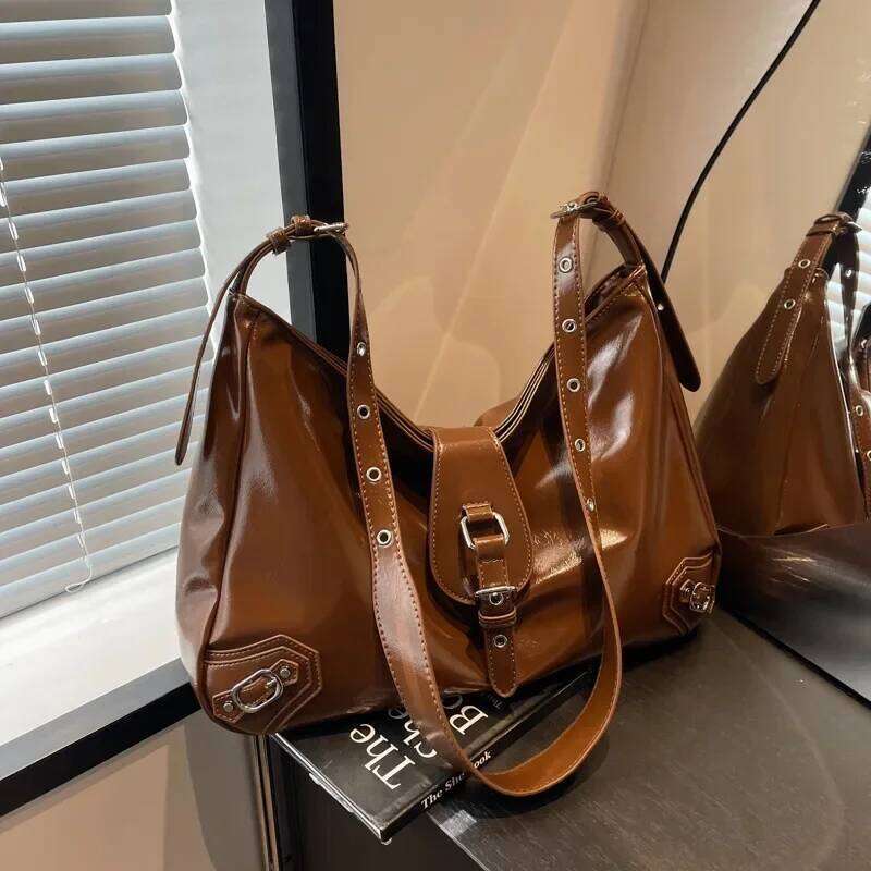 Fashion Design Women's Shoulder Crossbody Bag Large Capacity Pu Leather Ladies Tote Bags Vintage Luxury Female Rivets Handbags Y260205