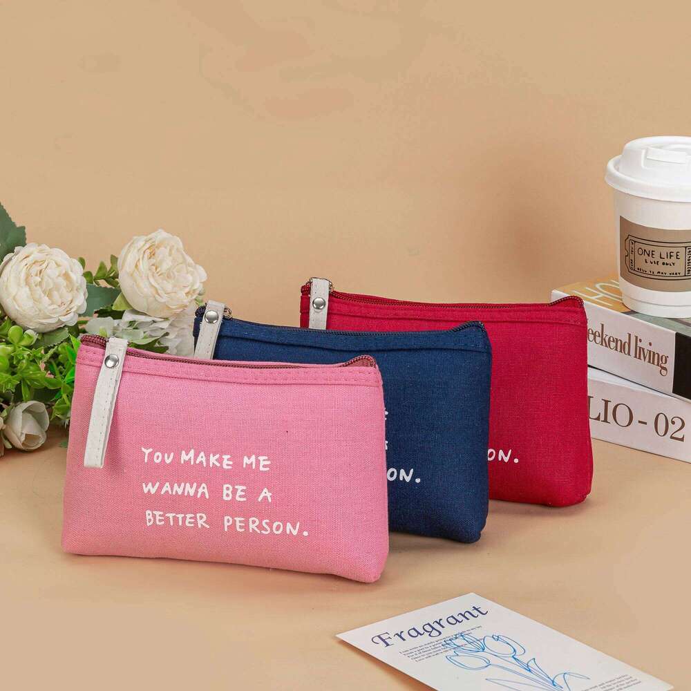 Three piece multifunctional fashionable canvas letter makeup Fabric Zipper Handbag Modern minimalist style change phone bag Y260206