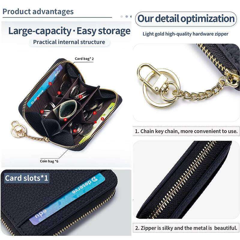 RFID Blocking Women's Bag Zipper Multi Slot Pocket Cowhide Credit Card Holder Soild Color Luxury Genuine Leather Coin Purse Y260206
