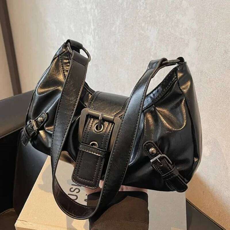 NEW Vintage PU Leather Shoulder for 2026 Y2K Spicy Girl Trend Maillard Style Underarm Bag High Quality Women Handbags Y260205