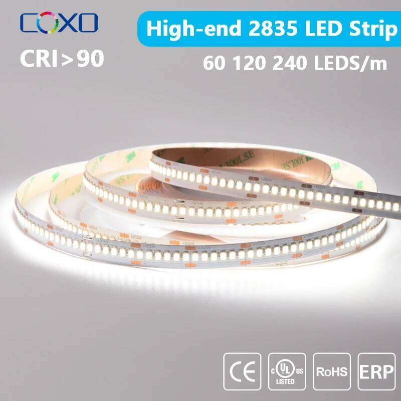 5m High-end 2835 LED Strip Light 60/120/240 LEDs/m 16.4ft Flexible Ribbon Tape RA90 SMD2835 Led Lights 3000K-6000K DC12V 24V Z260206
