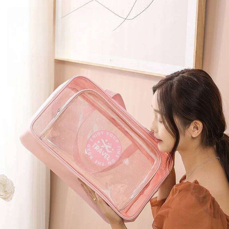 Women's PVC Swim Bag with Wet/Dry Separation - Clear Waterproof Beach Tote for Travel, Swimming & Vacation Y260206