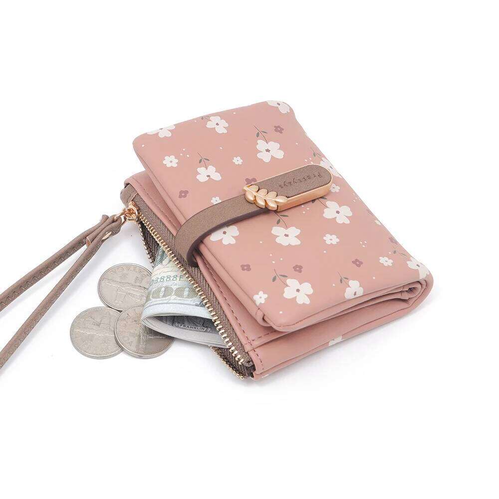 Short for women 2024 spring/summer new Korean PU printed zipper buckle collapsible multi-function long purse can be wrist Y260206
