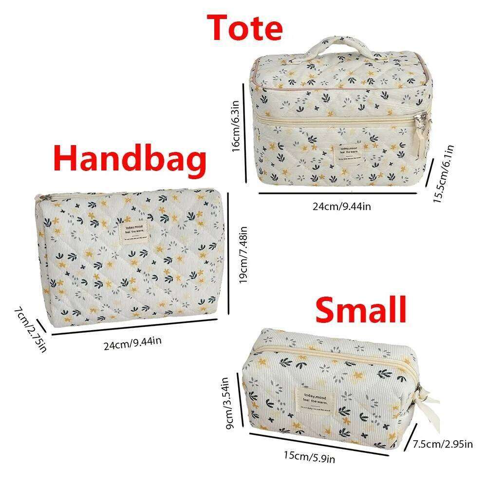 Vintage Leaf Print Large Capacity Women's Makeup Cosmetic Toiletry Storage Pouch Handbag Travel Organizer Quilted Clutch Bag Y260206