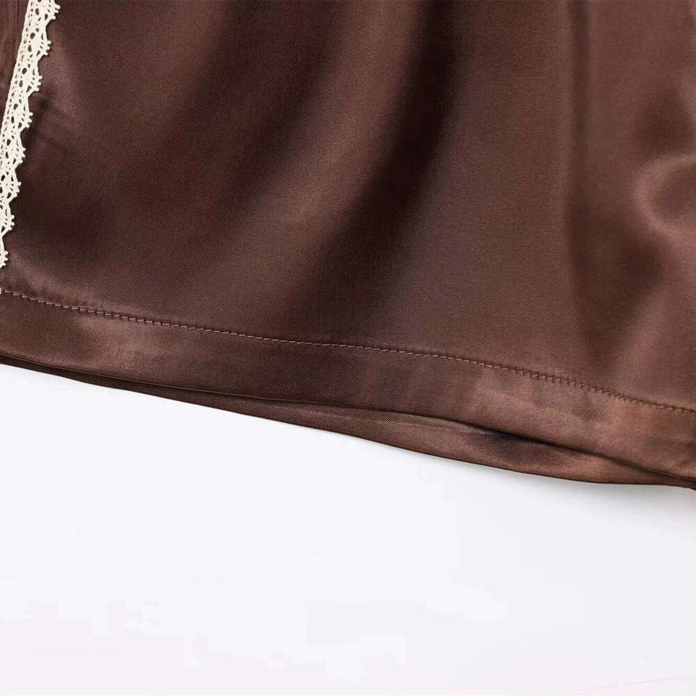 Women New Summer Silk Lace Panties Imitation Ruffle Bloomers Anti Exposure Pants Lolita Satin Knickers Shorts Dress XJ260206