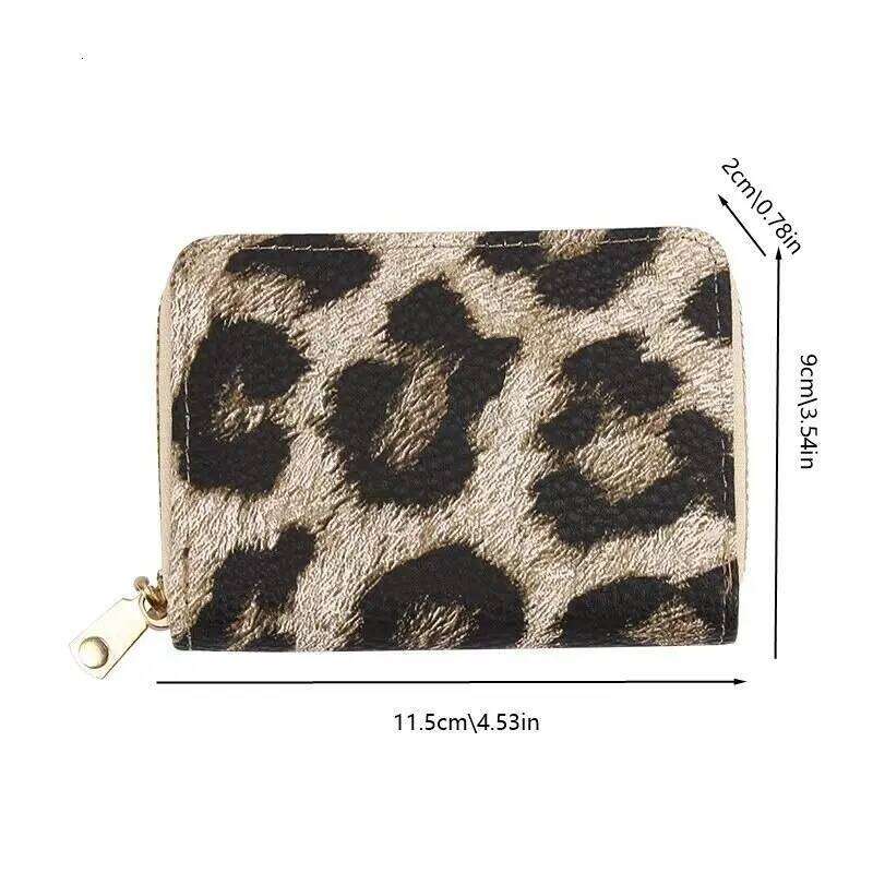 Leopard print short wallet, zipper coin bag, women's PU pickup bag Y260206