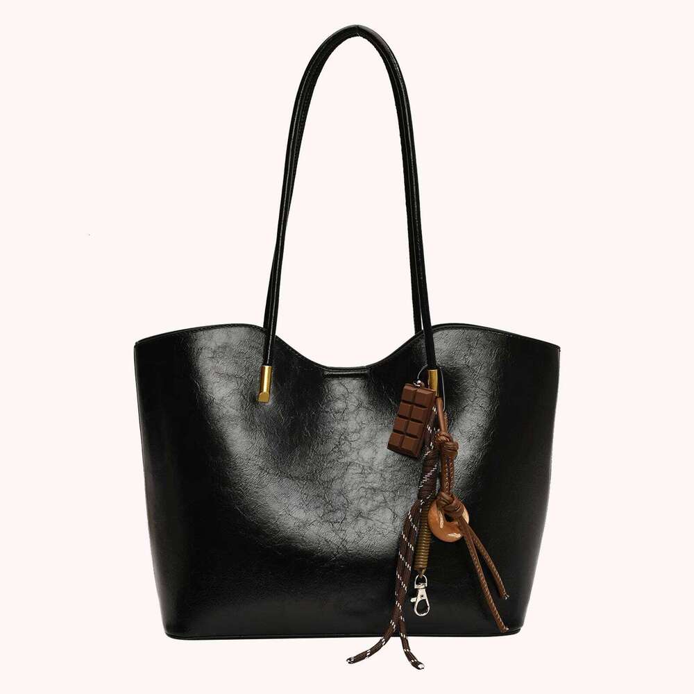 Women PU Leather Solid Color w/ Zipper Single Shoulder Tote Bag Large Capacity Handbag for Outing Commuting Y260204