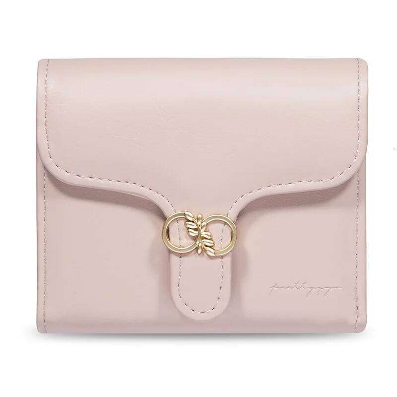 Short wallet high quality PU solid color buckle folding multi-functional simple fashion all-match multiple card slots certificat Y260206