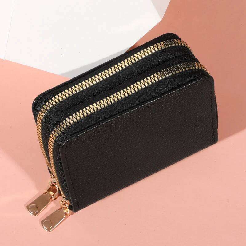 Women Short Style LycheePattern Fashion Large Capacity Multi CaroSlot Coin Purse With Zipper Y260206