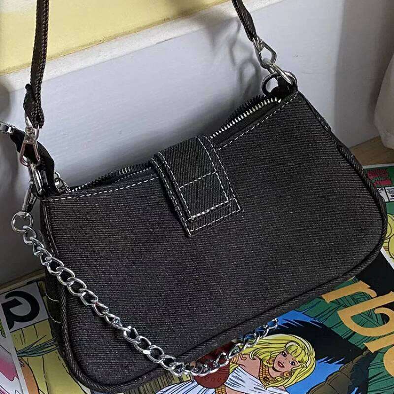 Fashion Women's Handbags Stars Pattern Cool Girls Y2K Underarm Canvas Female Small Shoulder Bags Chain Tote Bag Z260207 - view 4