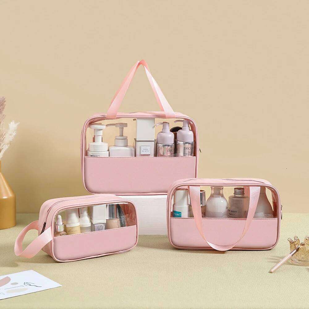 Customizable Name New TPU Transparent Wash Women's Large Capacity Waterproof Handheld PU Storage PVC Makeup Bag Y260206