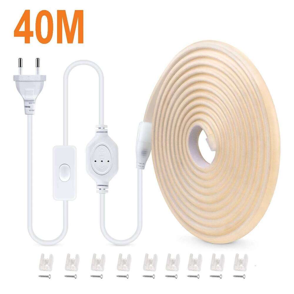 40 Meter Strip Lights Waterproof Flexible COB LED Light Tape US /EU Plug for Christmas Decor Bedroom lamp 110V 220V 230V Z260206