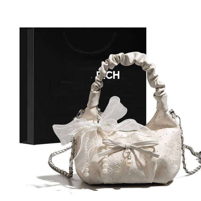 Bow Chain Handbag Fashionable Folds New Niche Design Messenger Versatile Bag Exquisite Simple Leisure Personality Fashion Z260207 - view 4