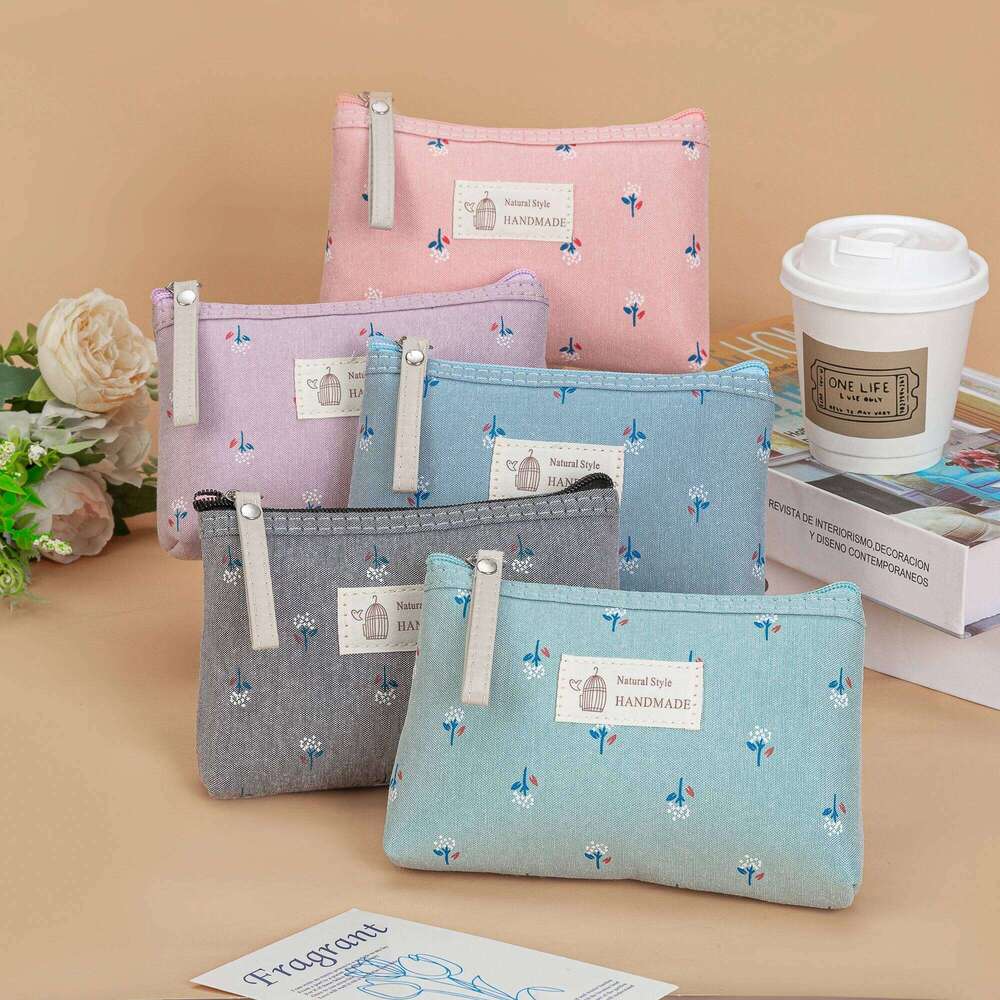 Canvas Printed Makeup For Women Waterproof Portable Instagram Style Student Pencil Case, Travel Storage Toiletries Bag Y260206