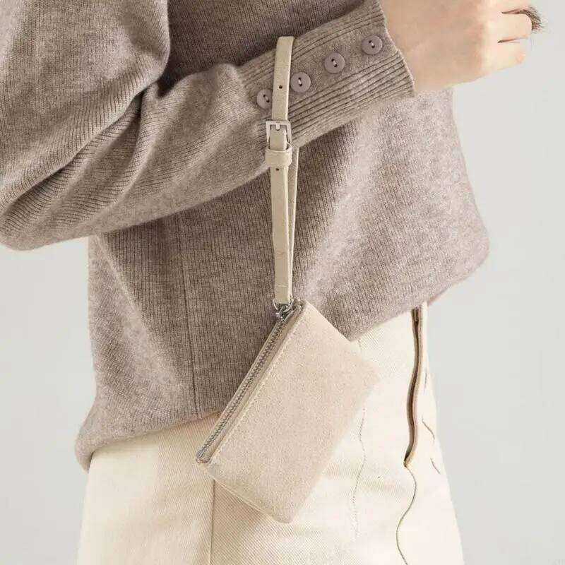 Y3NE Compact Suede Wallet With Card Slots Secure Zippers Closure Lightweight Design Coin Purse For Everyday Commute Travel Y260206