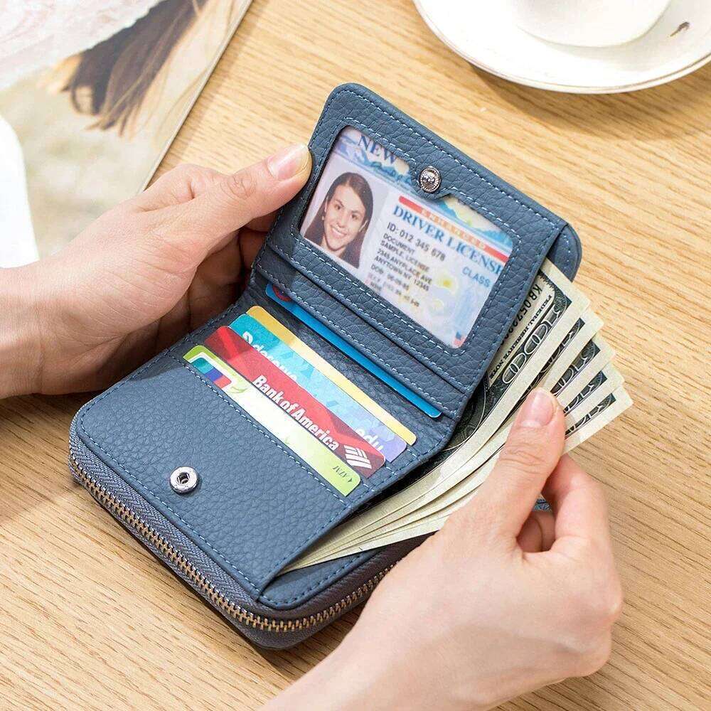 New Genuine Leather Women Wallets Portable Clutch Female Cowhide Purses Lady Small Coin Pocket Card Holder Mini Money Bag Y260206