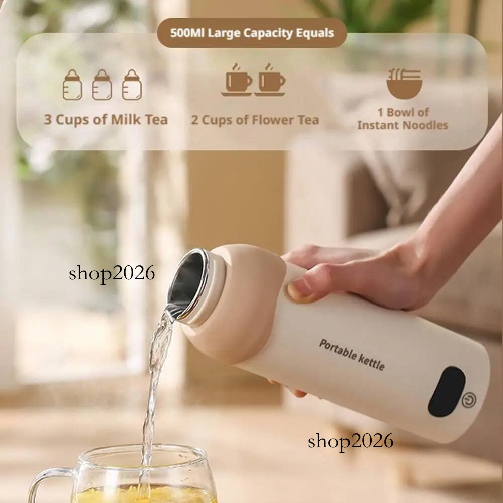 Portable Electric Kettle Stainless Steel Travel Outdoor Home Heating Cup Mini Water Boiler Camping USB Auto Accessory Tools