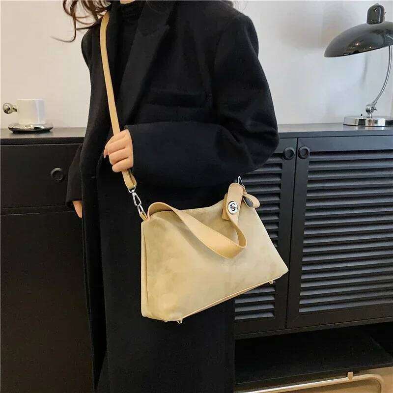 Retro Women's Shoulder High Quality Zipper 2026 New Simplicity Fashion Suede Ladies Crossbody Bags Y260205