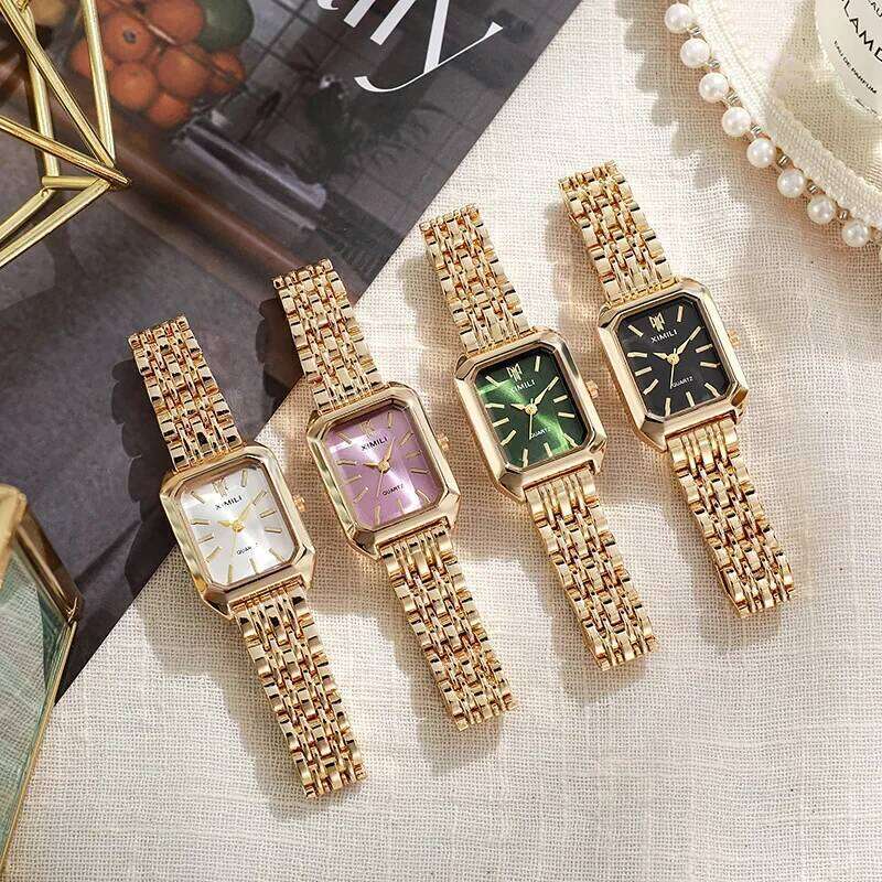 2025 Hot Brand Stainless Steel Strap Watch Women Luxury Gift Wristwatch Student Fashion Simple Square Quartz Watches C260206