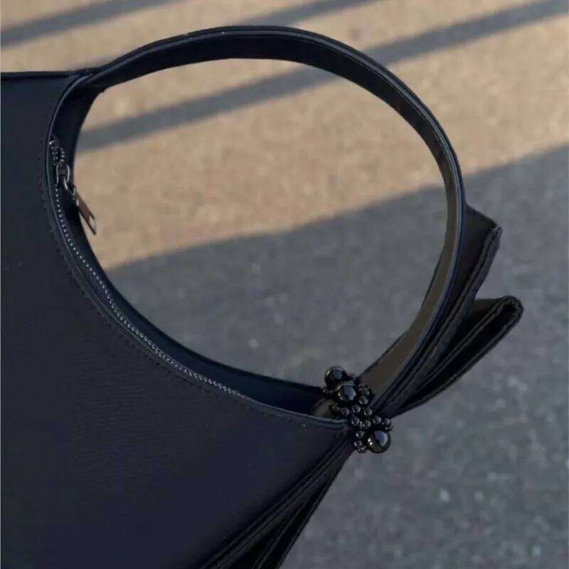JIAERDI Sweet Cute Bow Tote Women Half Moon Shaped Large Capacity Shoulder Bag Ladies Elegant Lolita Black Handbag Chic 2025 Y260205