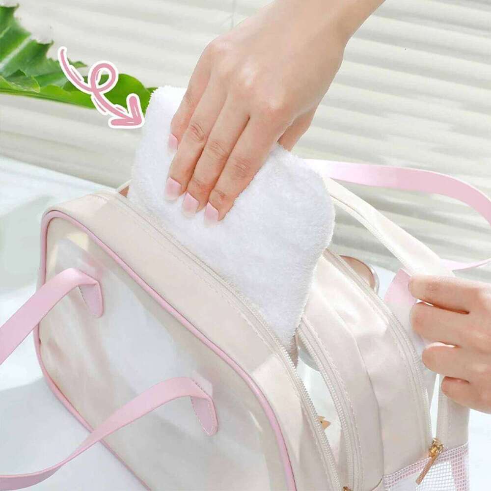 PVC Transparent Frosted Large Capacity Dry Wet Separation Wash Bag In Hand Travel Cosmetics Storage Bags Y260206