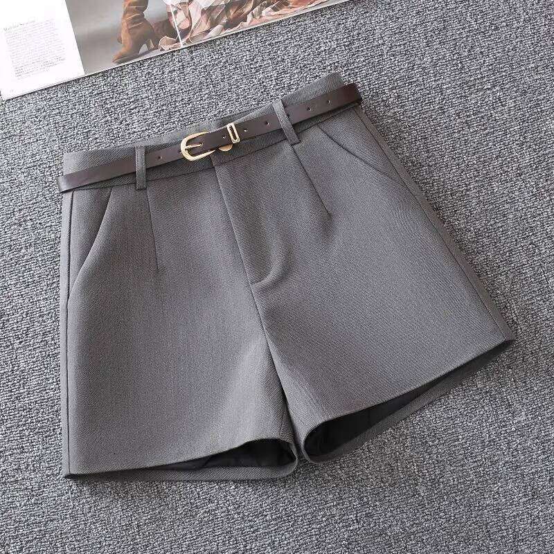 Casual Women's A-line High Waist Short Chic Office Lady Shorts With Belted Vintage Female Trousers Spring Summer XJ260206