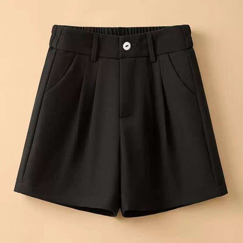 Elastic High-waist Suit Shorts Women with Versatile Wear Wide-leg Casual and Fashionable A-line Pants XJ260206