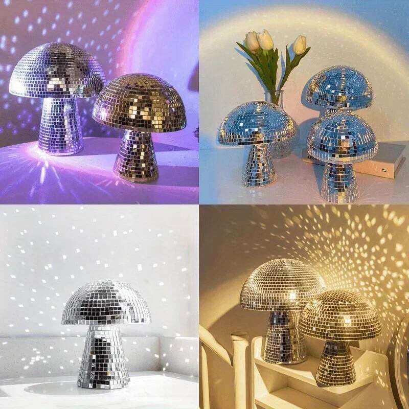 1 Pcs Disco Ball Mirror Reflective Mushroom Bouncing Di Ornament Bar Decoration S260204