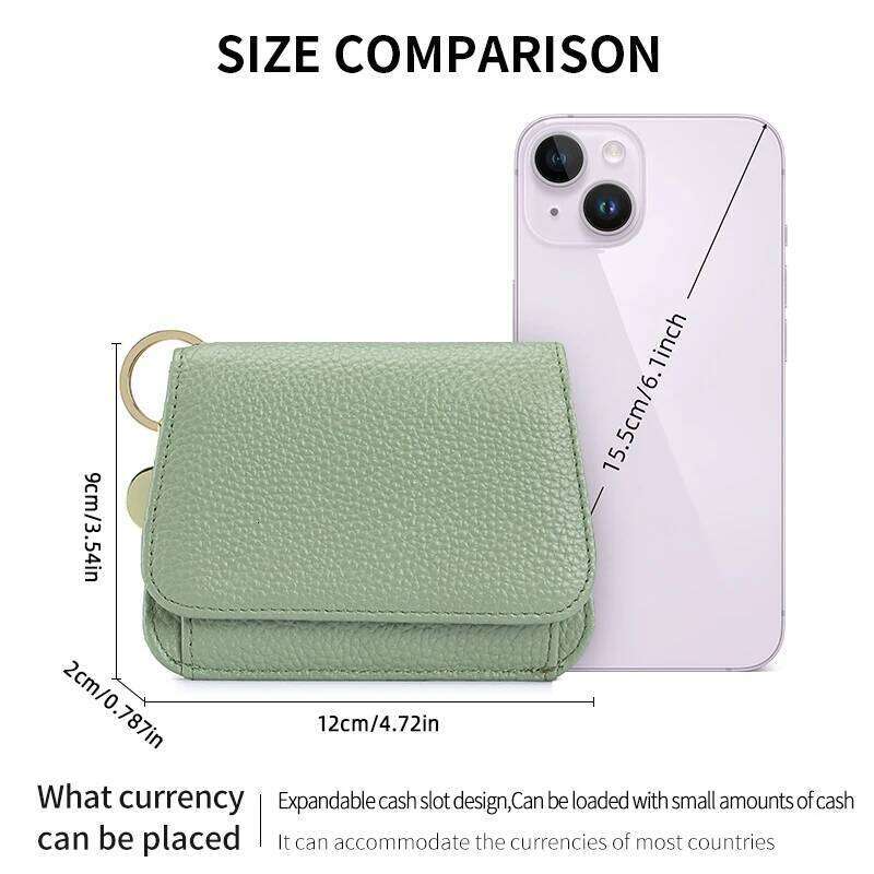 Women Genuine Leather Slim TriFold Wallet Credit Card Holder With Zipper Coin Pouch, ID Window & Keychain Y260206