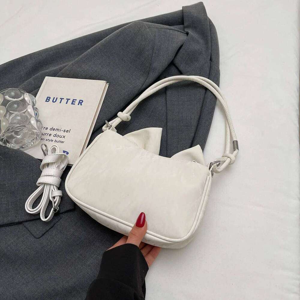 Fashion Versatile Women's Bow Love Trend Single Shoulder Crossbody Bag Simple Casual PU Leather Commuting Storage Bags Y260205