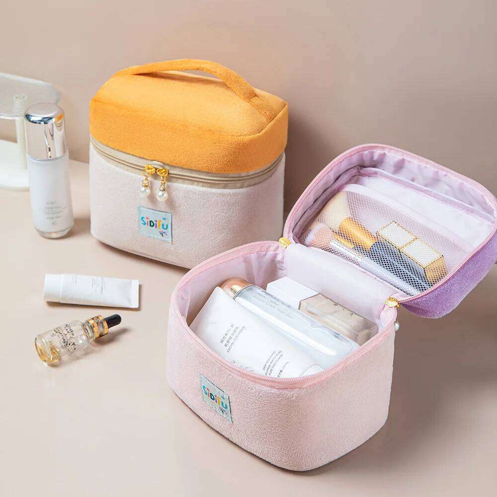 Cute Ladies Tote Travel Cosmetic Storage Large Capacity Toiletry Makeup Pouch Portable Square Women Lint Zipper Bag Y260206