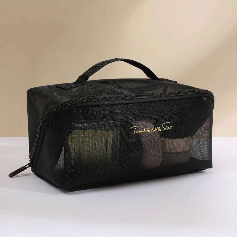 New Transparent Mesh Pillow Cosmetic Bag Travel Tote Makeup Toiletry Storage Pouch Washbag Large Capacity Organizer Zipper Bags Y260206