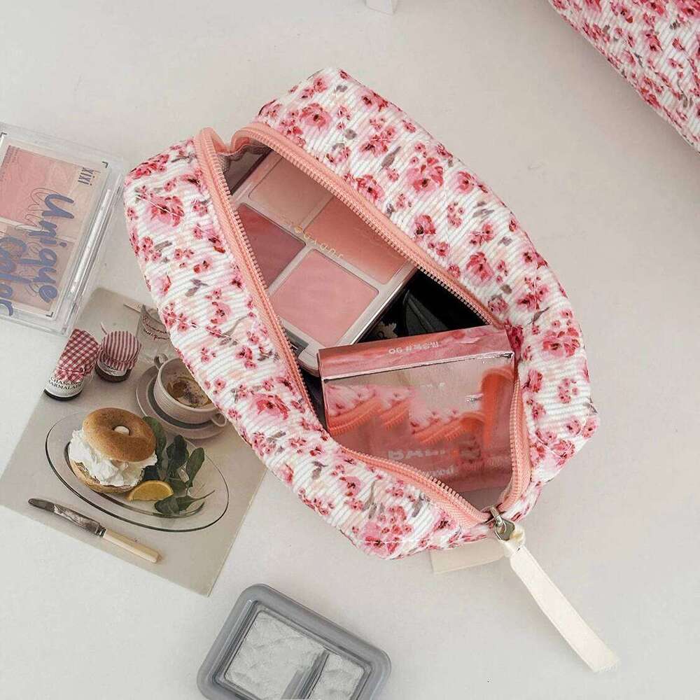 Fashion Pink Flower Women's Clutch Bag Sets Toiletry Makeup Tool Storage Pouch Quilting Cosmetics Organizers Handbag for Travel Y260206