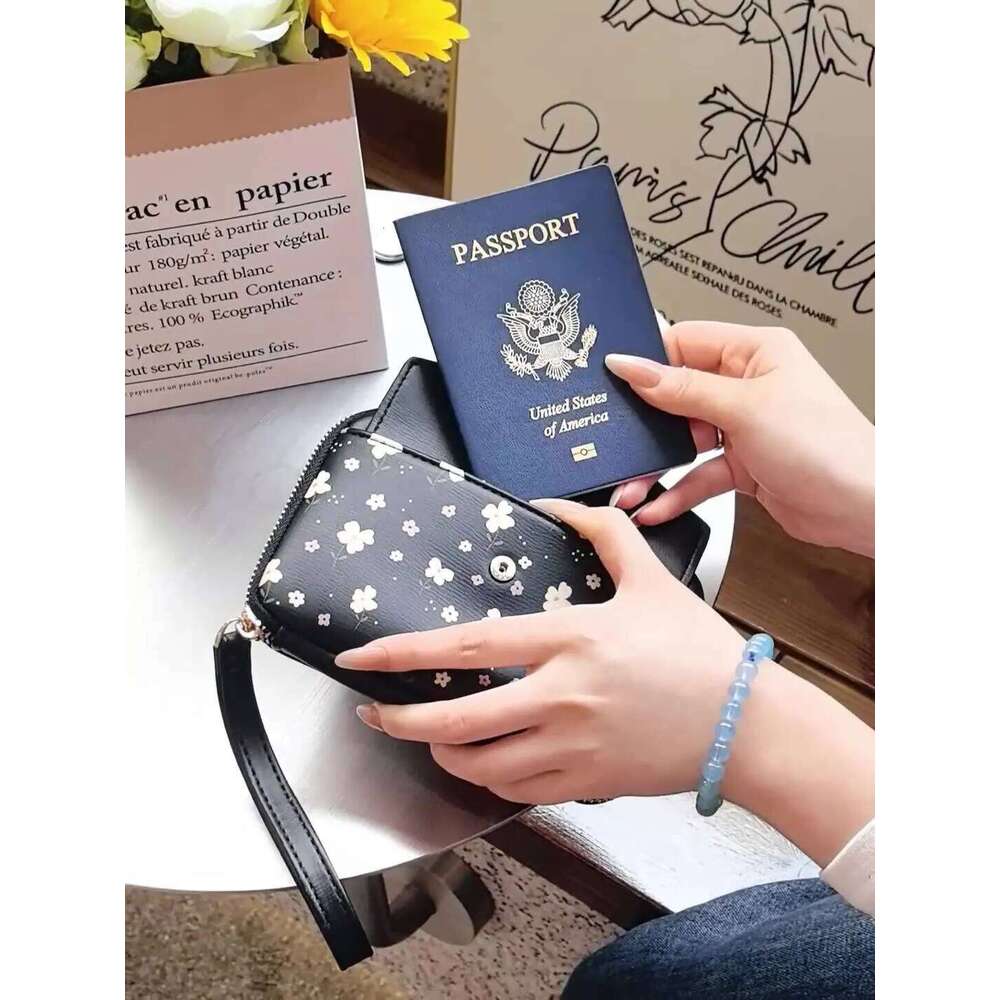 New model high-quality PU printed multi-functional handbag for passport, large capacity ladies' coin zipper storage bag f Y260206