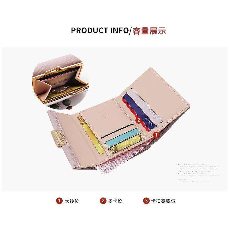 Women's Short Korean PU plaid buckle triple Fold bag Folding niche fashion trend All-in-one Student Coin Purse Women' Y260206