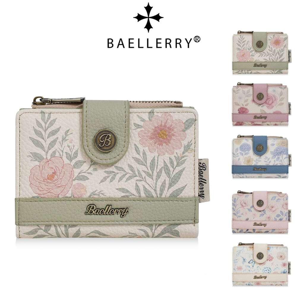 Baellerry New Fashion Women Wallets Floral Print Card & ID Holders Zipper Coin Purses High Quality Small Wallet For Girls Y260206
