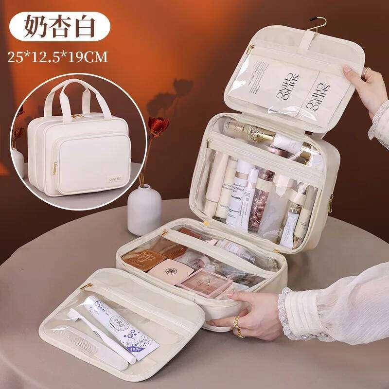 New Multi-layer Hanging Cosmetic Bag Large Capacity Waterproof Transparent Makeup Organizer for Travel PortableToiletry Pouch Y260206