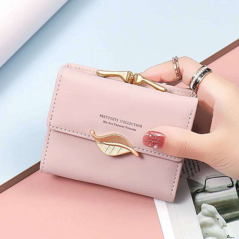 New purse Female Japan and South Korea small fresh PU solid color three fold bag multi-card folding large capacity coin student Y260206