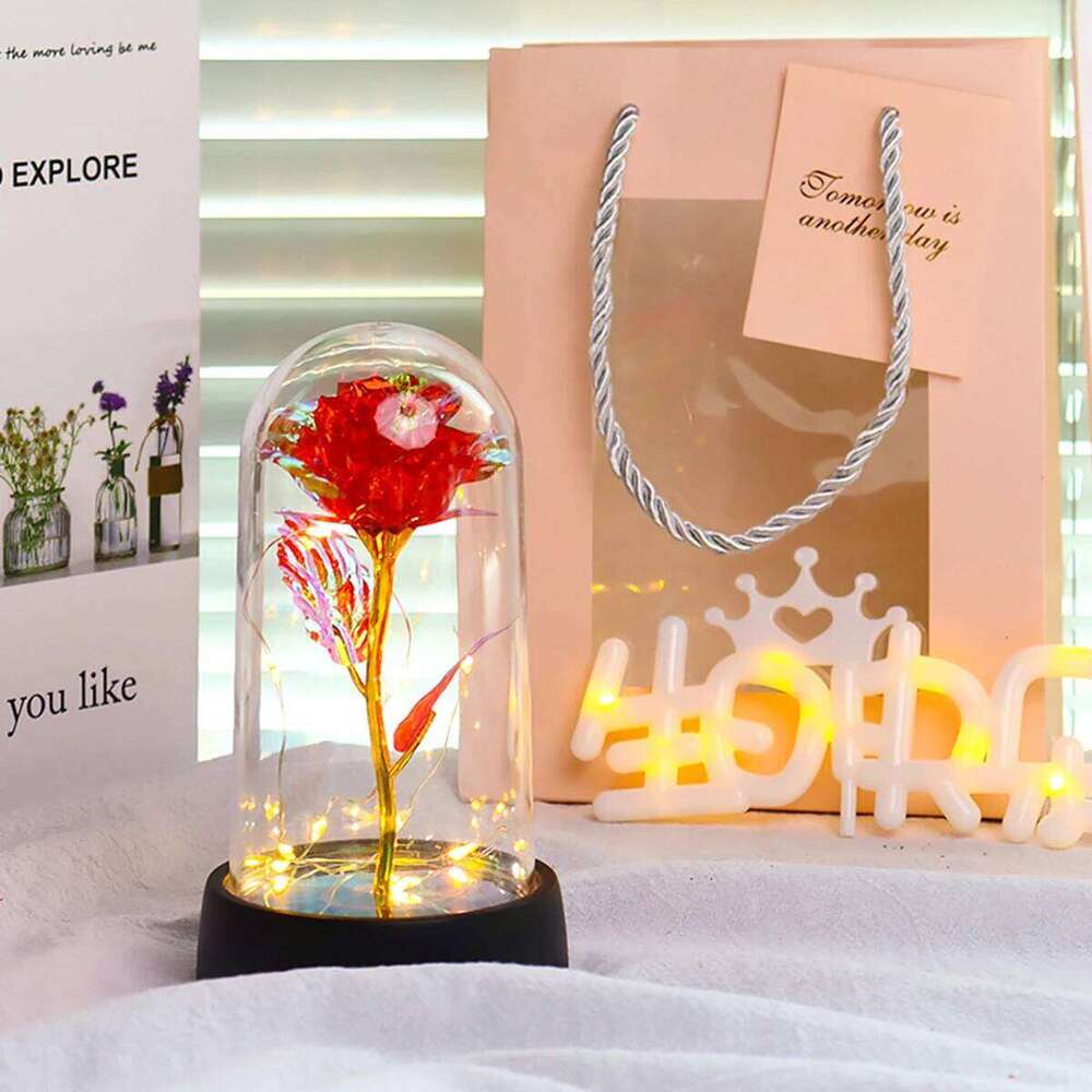Beautiful Realistic Looking Night Light Eternal Party Supplies LED Simulation Rose Flower Valentine's Day S260204