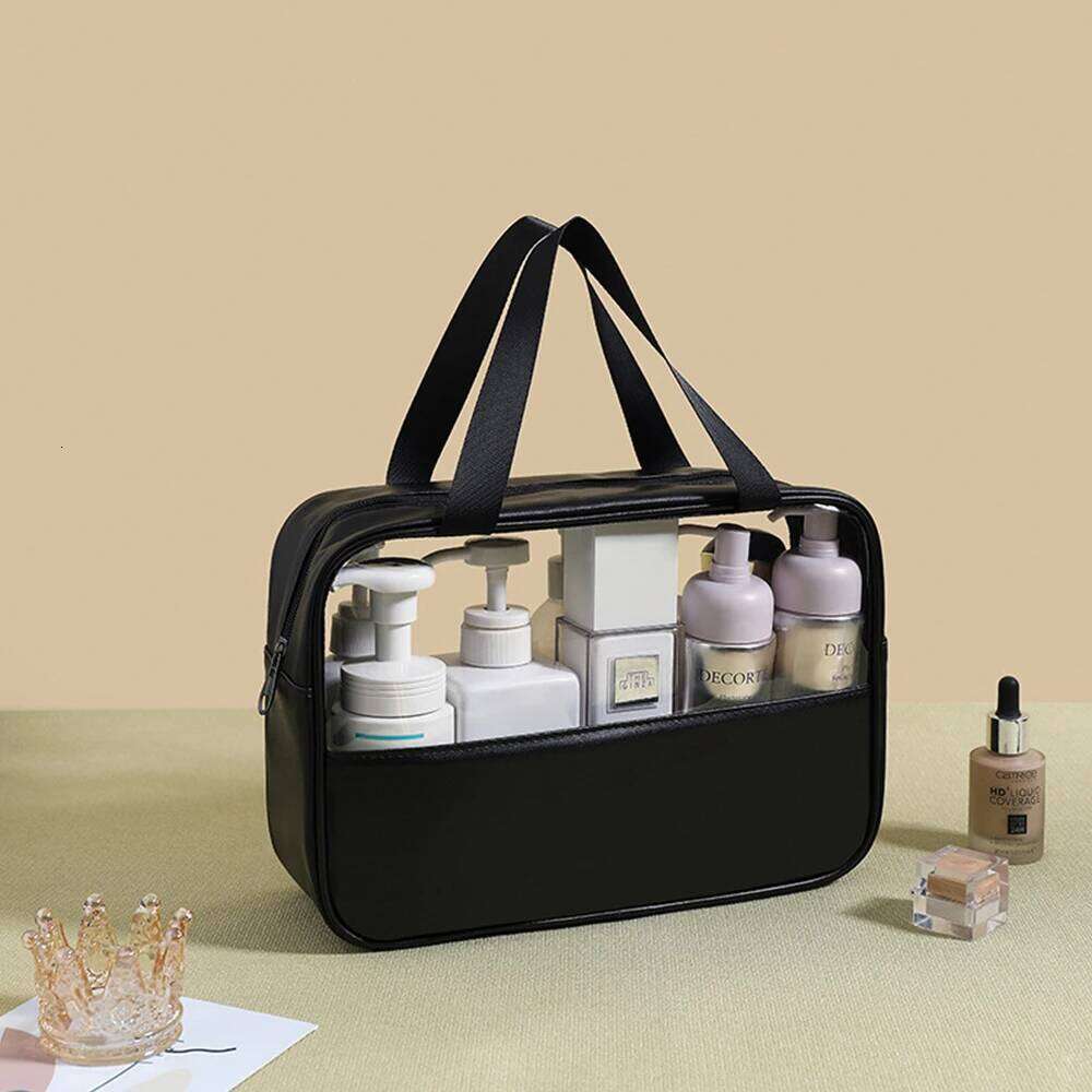 Customizable Name New TPU Transparent Wash Women's Large Capacity Waterproof Handheld PU Storage PVC Makeup Bag Y260206