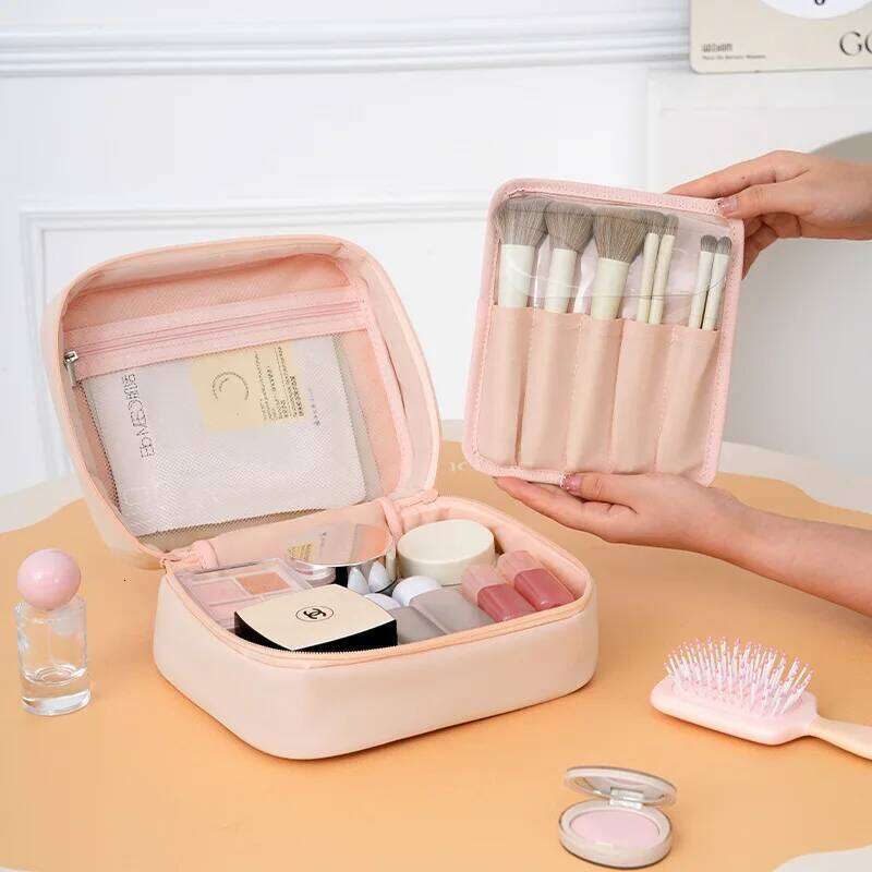 Soft Foam Women's Cosmetic Bag Handheld Makeup Wash Skincare Pouch Large Capaci Square Toiletries Storage Organizer Y260206