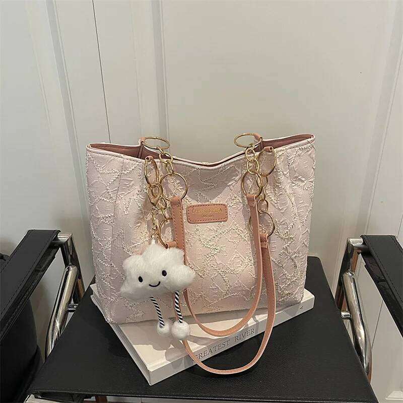 Star Embroidery Shoulder Bags for Women Large Capacity Versatile Ladies Casual Tote Bag College Style Simple Female Handbags Y260205