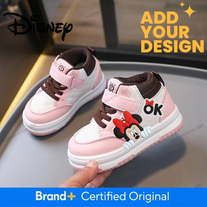 Mickey Mouse Leather Face Kid Board Shoes Baby Fashion Spring Autumn Disney Girl Casual Shoes Non-Slip Soft-Soled Toddler Shoes