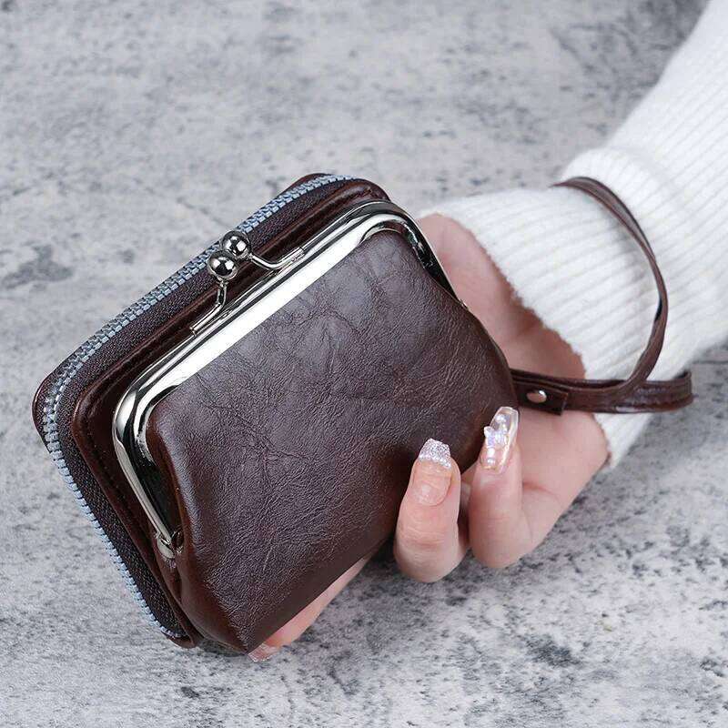New women fashion wrist strap short purse large capacity coin clip multi-card card bag wallet Y260206