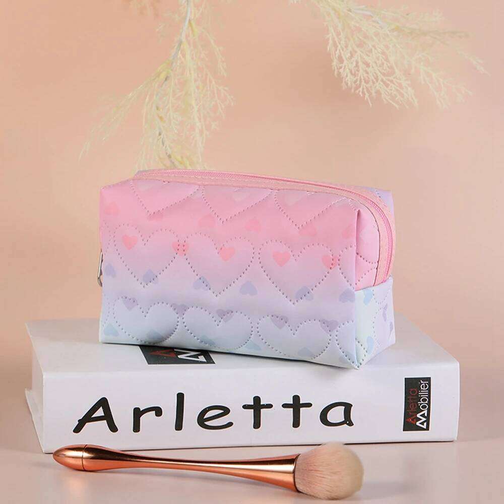 1PCS New PU Waterproof Makeup Bag Women Flowers Fashion Brand Travel Cosmetic Bags Pretty Purse Y260206