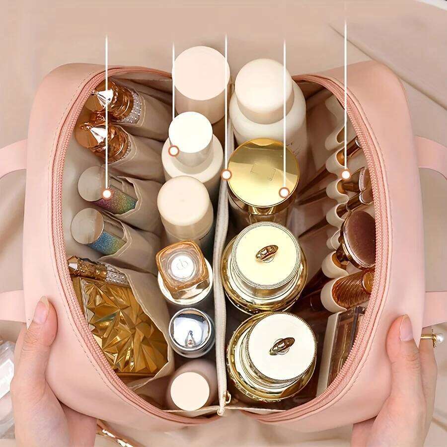 PU Handheld Makeup with Large Capacity, Fashionable and High Beauty, Divided Storage, Travel Storage Bag Y260206