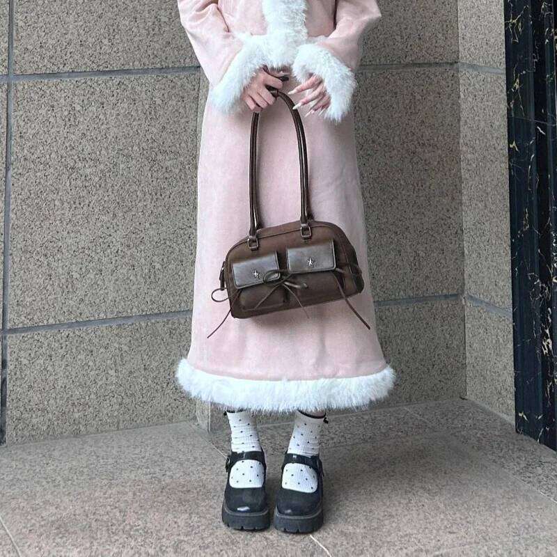 Vintage Women's Underarm Matte Pu Leather Shoulder Bag Ladies Handbags Small Flip Double Pocket Design Female Tote Purse Y260205