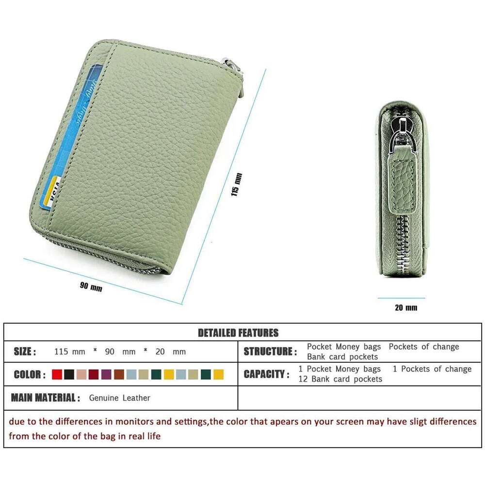 Leather RFID Holder Luxury Women's Zipper Change Pouch for Female Credit ID Bank Card Wallet Woman Coin Purse Y260206