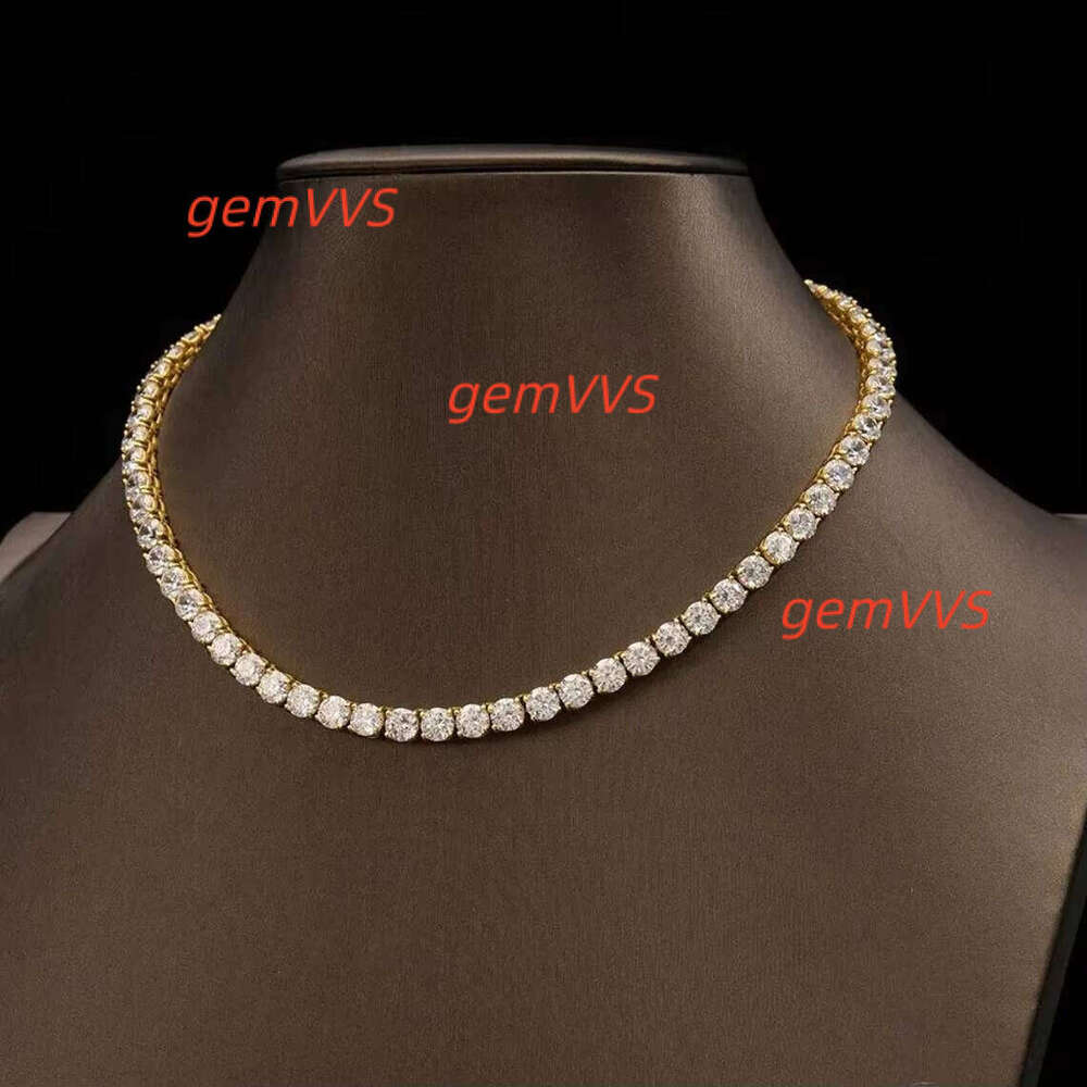 Factory Wholesale Vvs Iced Moissanite Diamond Sterling Silver Link Chain Tennis Necklace 6Mm-9Mm Custom Wedding