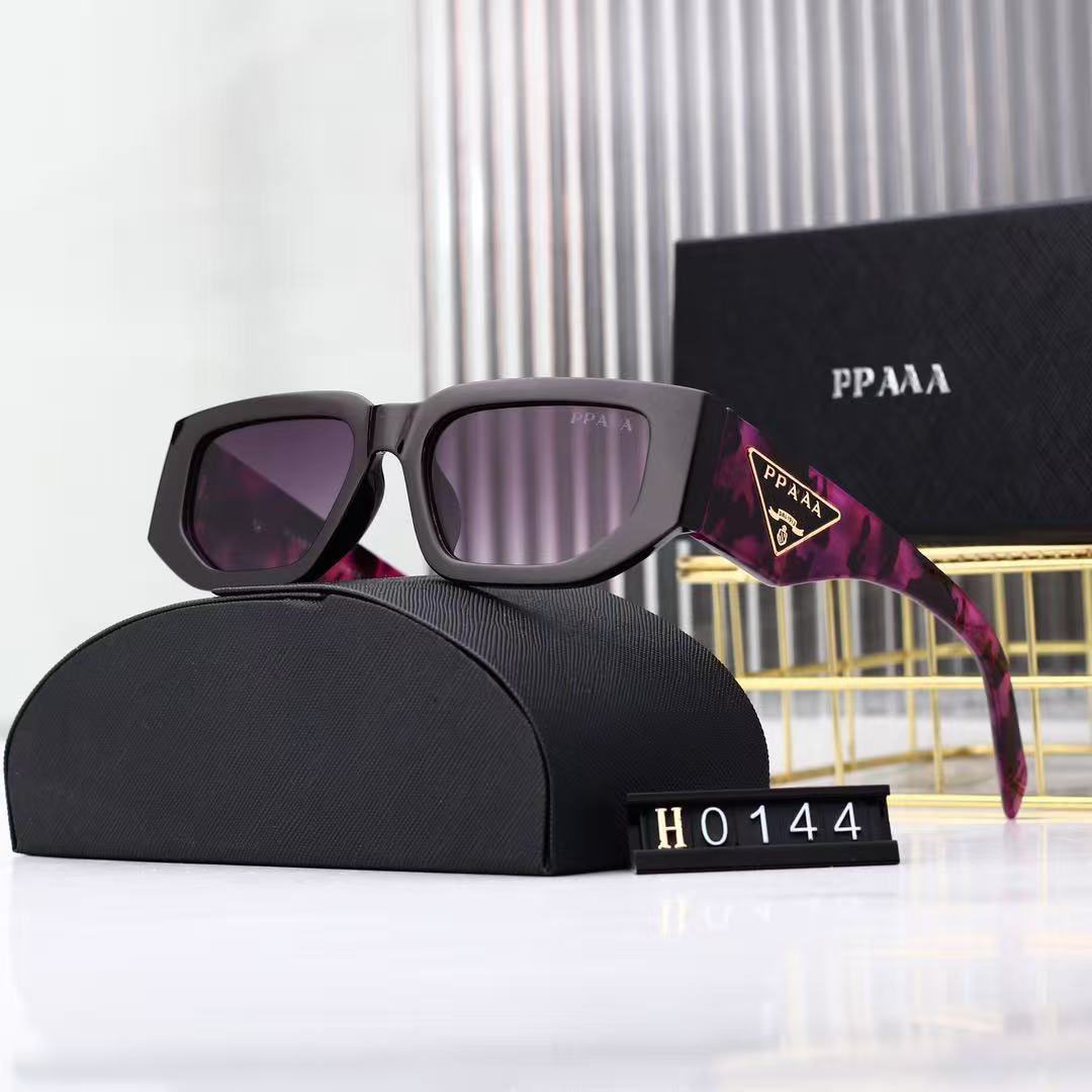 Fashion Luxury Sunglasses for Women Men Square Purple Tortoise Sun Glasses Metal Triangle Logo Retro Designer Eyewear with Box H0144